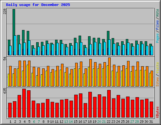 Daily usage for December 2025